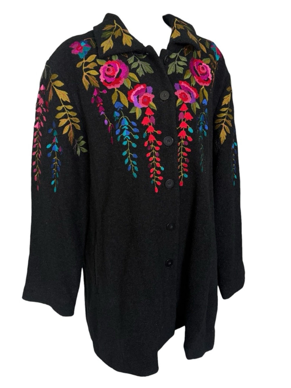 Linea by Louis Dell'Olio Black Floral Embroidered Jacket